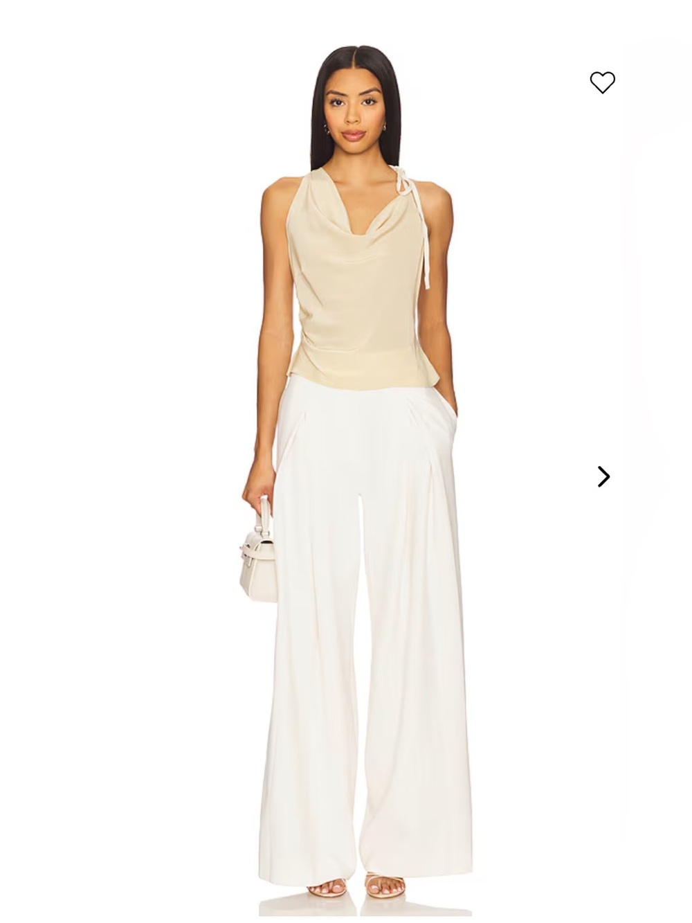 Favorite Daughter "Pleats for Days" Wide-Leg Trousers in Ivory-6- MSRP $268